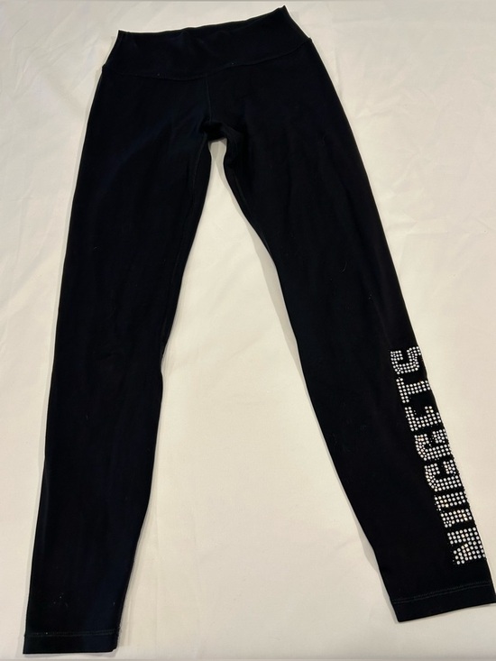 Pants - Women’s Black Leggings with Rhinestone Side Detail (Nuggets)